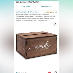 Wooden Wedding Card Box with Slot